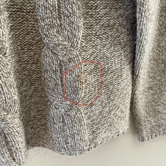 L.L. Bean Sweater Wool Pullover Angora Cable Knit Mock Chunky Classic Tan Medium - Picture 8 of 9